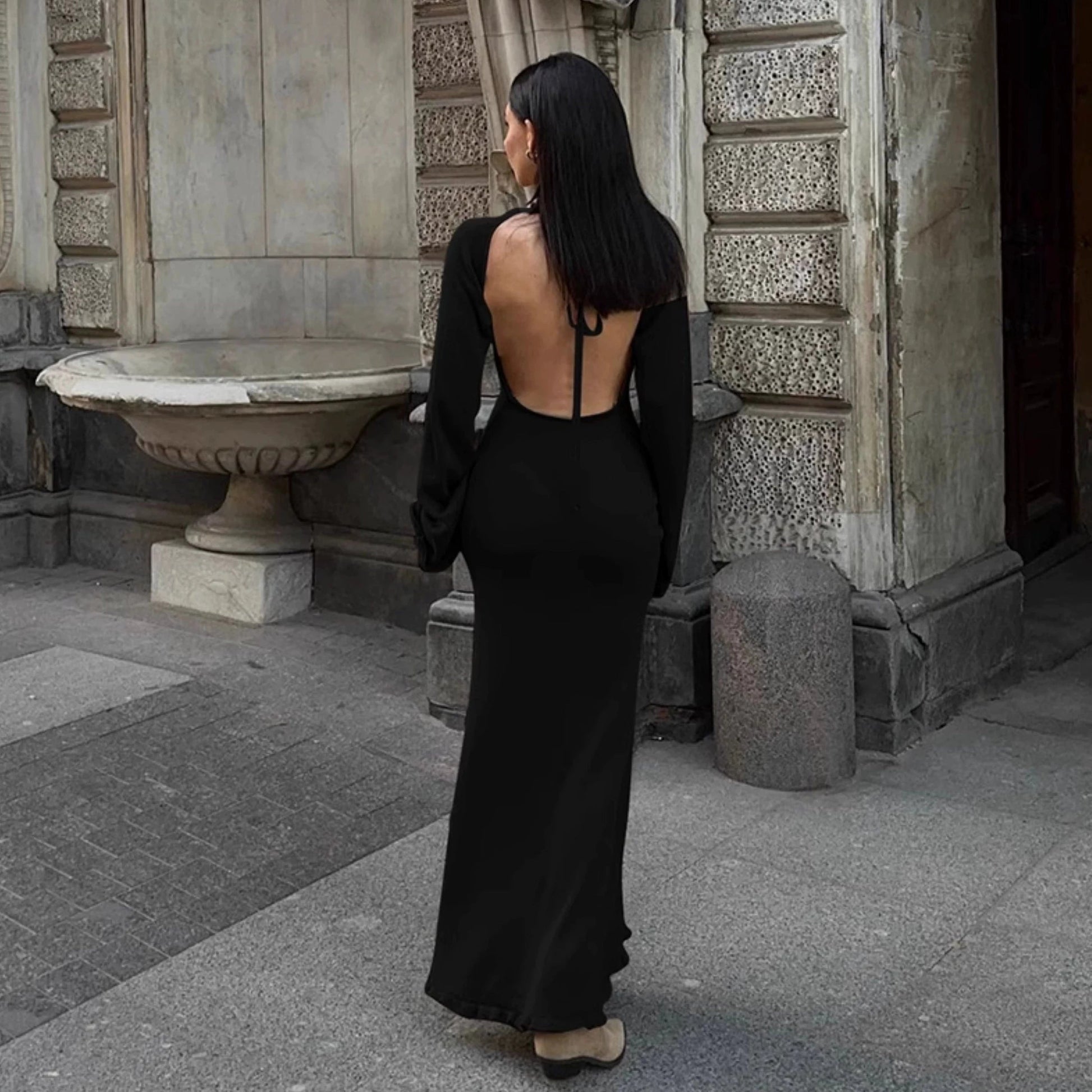 LaPose Fashion - Melinda Backless Maxi Dress - Autumn Dresses, Backless Dresses, Bodycon Dresses, Casual Dresses, Daytime Dresses, Dresses, Elegant