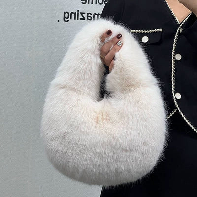 LaPose Fashion - Myleah Faux Fur Handbag - Bags, Handbags, Mini Bag, Puffer Bag, Small Bags, Tote Bags, Winter Edit
