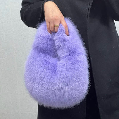 LaPose Fashion - Myleah Faux Fur Handbag - Bags, Handbags, Mini Bag, Puffer Bag, Small Bags, Tote Bags, Winter Edit