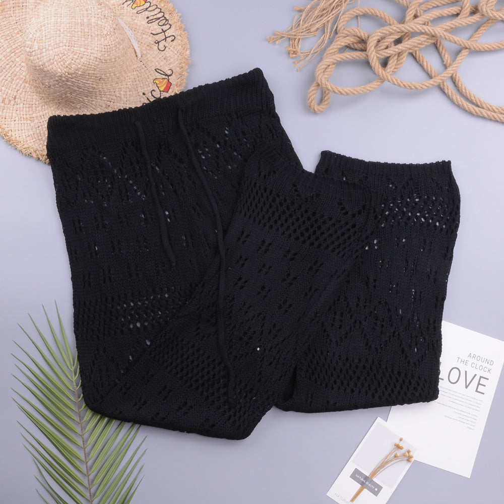 LaPose Fashion - Mylee Crochet Pants - Casual Pants, Crochet Pants, High Waist Pants, Knitted Pants, Mid Waist Pants, Pants