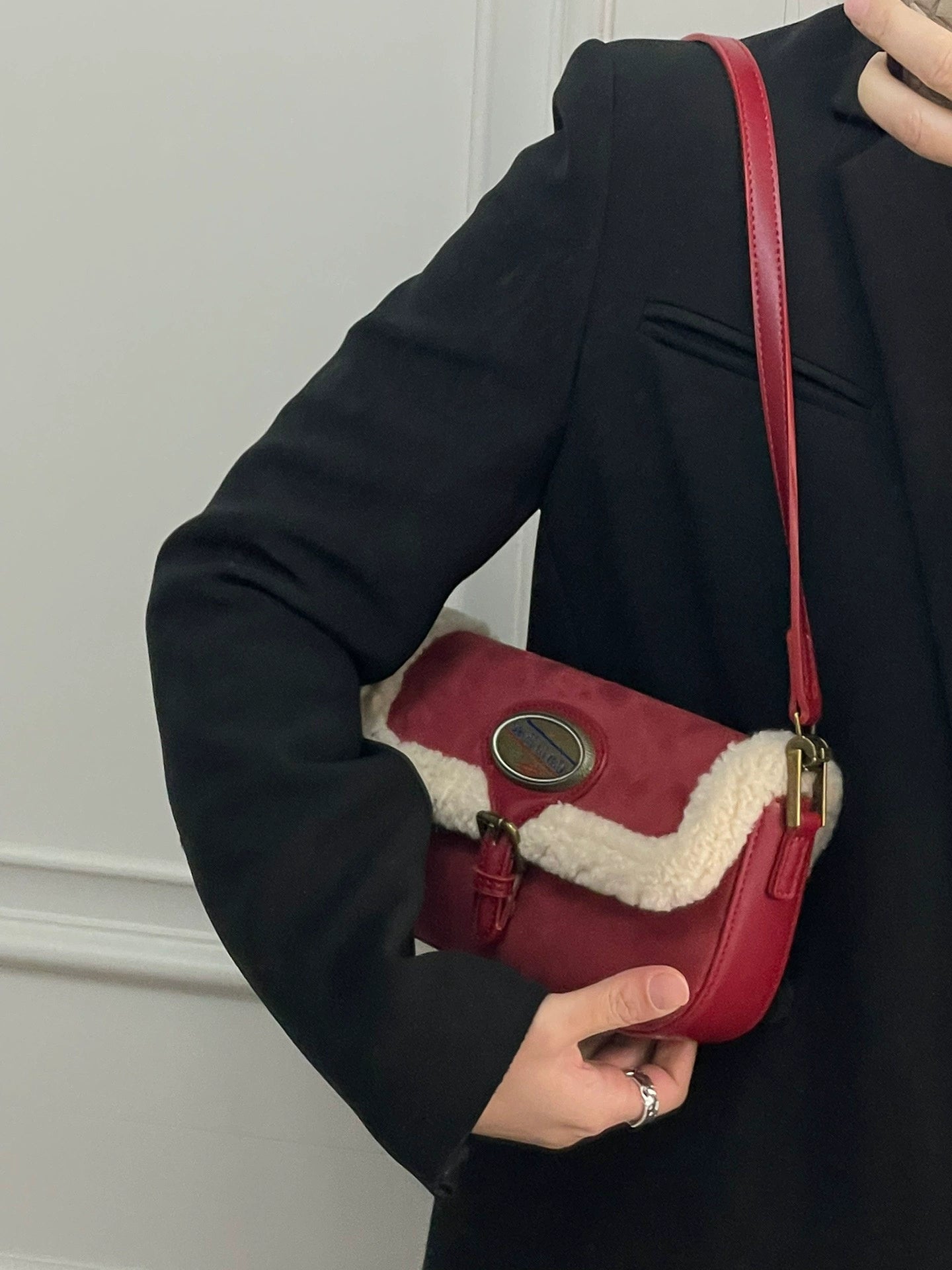 LaPose Fashion - Nandi Faux Wool Mini Bag - Bags, Handbags, Mini Bag, Puffer Bag, Shoulder Bags, Small Bags