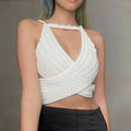 LaPose Fashion - Nara Knitted Top - Asymmetric Tops, Backless Tops, Clothing, Crochet Tops, Crop Tops, Halter Tops, Knitted Tops, Romant