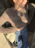 LaPose Fashion - Natalee Plush Crop Sweater - Crop Sweaters, Crop Tops, Fall Clothes, Knitted Tops, Long Sleeve Tops, Sweaters, Tops, Warm Tops