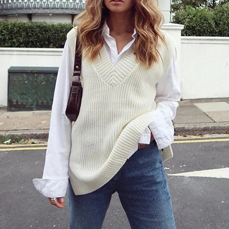 LaPose Fashion - Nereo Sleeveless Sweater - Clean Girl, Clothing, Fall-Winter 23, Fall22, home3, Knitted Tops, Oversize Sweaters, Oversize Tops,