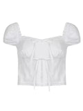 LaPose Fashion - Nethra Short Sleeve Crop Top - Basic Tops, Crop Tops, Off Shoulder Tops, Romantic Tops, Short Sleeve Tops, Summer Clothes, Tops