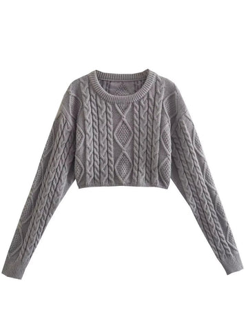 LaPose Fashion - Nisan Knitted Crop Sweater - Basic Tops, Crop Tops, Knitted Tops, Long Sleeve Tops, Tops, Winter Edit