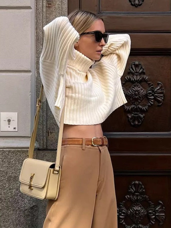 LaPose Fashion - Norah Turtleneck Crop Sweater - Autumn Clothes, Basic Tops, Clean Girl, Clothing, Crop Tops, Elegant Tops, Fall Clothes, Fall-Winter