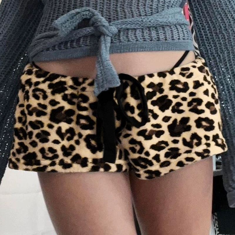 LaPose - Ashlee Leopard Print Plush Shorts