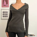 LaPose - Zamyra V-Neck Lapel Sweater Top