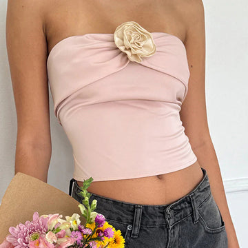 Mikah Floral Detailed Strapless Top