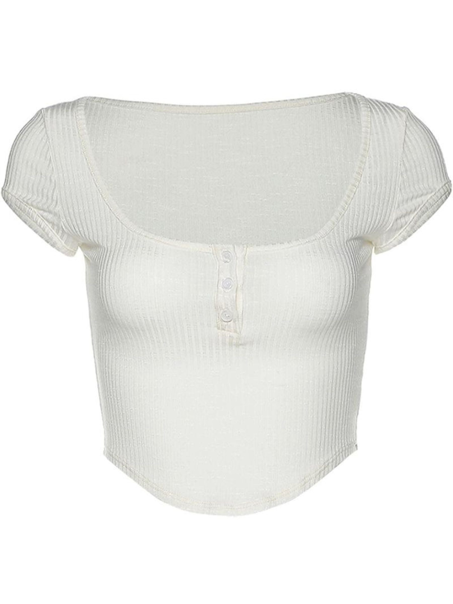LaPose Fashion - Ofelia Short Sleeve Crop Top - Basic Tops, Casual Tops, Crop Tops, Sexy Tops, Short Sleeve Tops, Tops