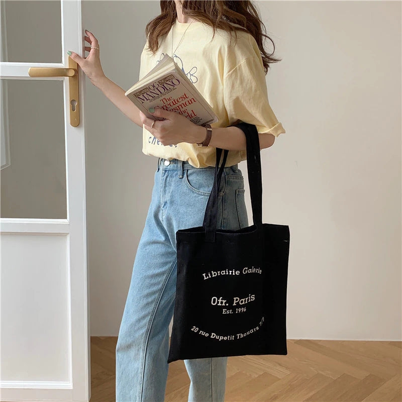 LaPose Fashion - Paris Cotton Shopper Bag - Bags, Shoes & Boots, Shoulder Bags