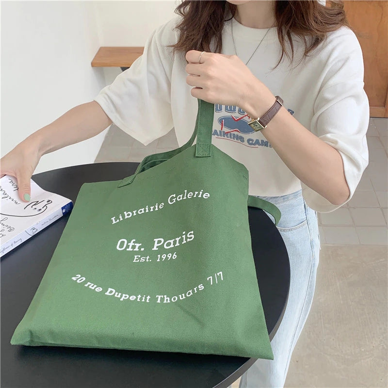 LaPose Fashion - Paris Cotton Shopper Bag - Bags, Shoes & Boots, Shoulder Bags