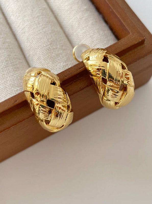 LaPose Fashion - Preston Earrings - Accesories, Earrings, Gold Pleated Accesories