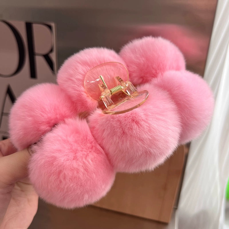 LaPose Fashion - Rabbit Fur Plush Hair Clip - Accesories, Hair Clips, Video, Winter Edit