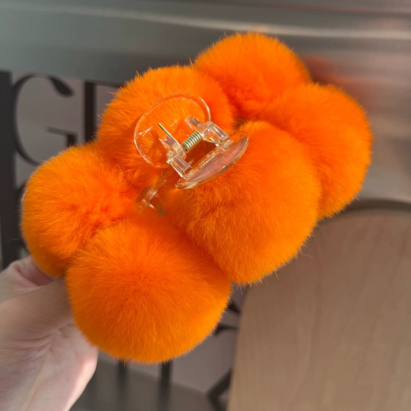 LaPose Fashion - Rabbit Fur Plush Hair Clip - Accesories, Hair Clips, Video, Winter Edit