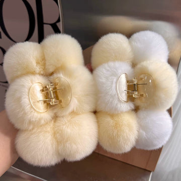 LaPose Fashion - Rabbit Fur Plush Hair Clip - Accesories, Hair Clips, Video, Winter Edit