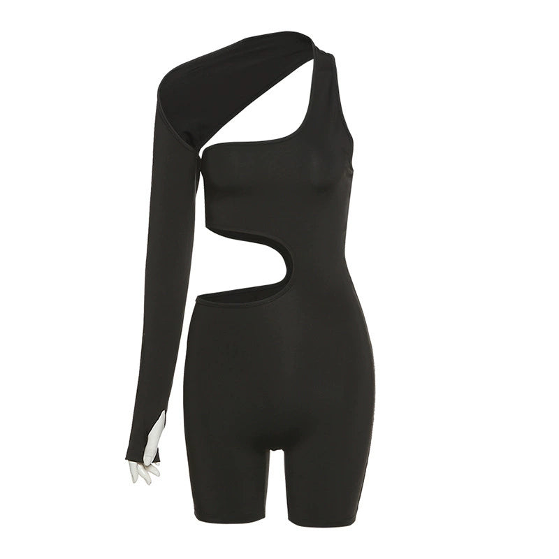 LaPose Fashion - Rainah One Shoulder  Romper - Jumpsuits & Rompers, Rompers, Sportswear