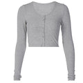 LaPose Fashion - Reigna Knit Crop Top - Asymmetric Tops, Basic Tops, Crop Tops, Elegant Tops, Knitted Tops, Long Sleeve Tops, Tops, Warm Top