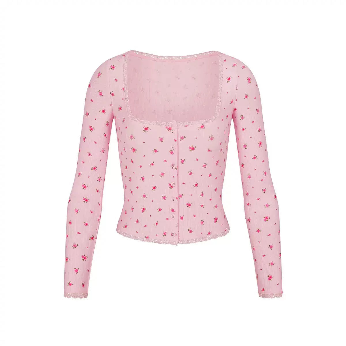 LaPose Fashion - Saachi Floral Cardigan Top - Basic Tops, Casual Tops, Floral Tops, Knitted Tops, Lace Tops, Long Sleeve Tops, Romantic Tops, Tops