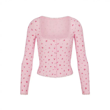 LaPose Fashion - Saachi Floral Cardigan Top - Basic Tops, Casual Tops, Floral Tops, Knitted Tops, Lace Tops, Long Sleeve Tops, Romantic Tops, Tops