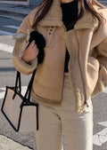 LaPose Fashion - Sadie Faux Leather Jacket - Bomber Jacket, Coats & Jackets, Crop Jackets, Jackets, Leather Jackets, Oversize Jacket, Puffer Jack