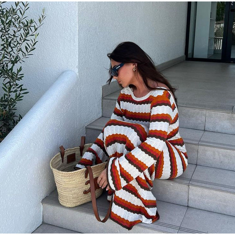 LaPose Fashion - Sarina Knit Backless Maxi Dress - Autumn Clothes, Autumn Dresses, Backless Dresses, Casual Dresses, Clothing, Daytime Dresses, Dresses