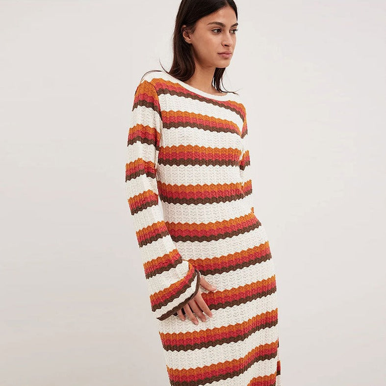 LaPose Fashion - Sarina Knit Backless Maxi Dress - Autumn Clothes, Autumn Dresses, Backless Dresses, Casual Dresses, Clothing, Daytime Dresses, Dresses