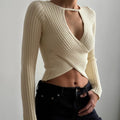 LaPose Fashion - Scarlett Knit Top - Asymmetric Tops, Basic Tops, Crop Tops, Elegant Tops, Knitted Tops, Long Sleeve Tops, Tops, Winter E
