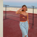 LaPose Fashion - Serra Striped Knit Top - Clothing, Cut-Out Tops, Knitted Tops, Sleeveless Tops, Strapless Tops, Striped Tops, Summer Clothes,