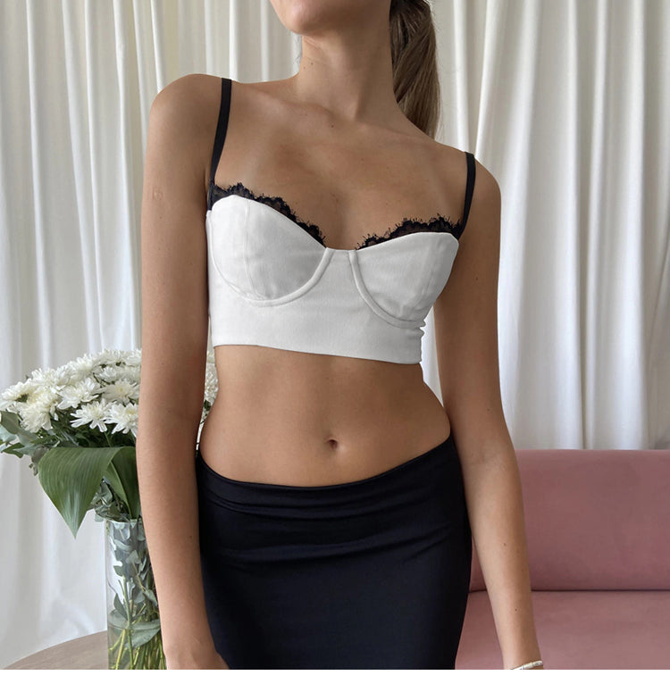 LaPose Fashion - Siya Double Wear Crop Top - Corset Top, Crop Tops, Elegant Tops, Lace Tops, Romantic Tops, Sexy Tops, Sleeveless Tops, Tops