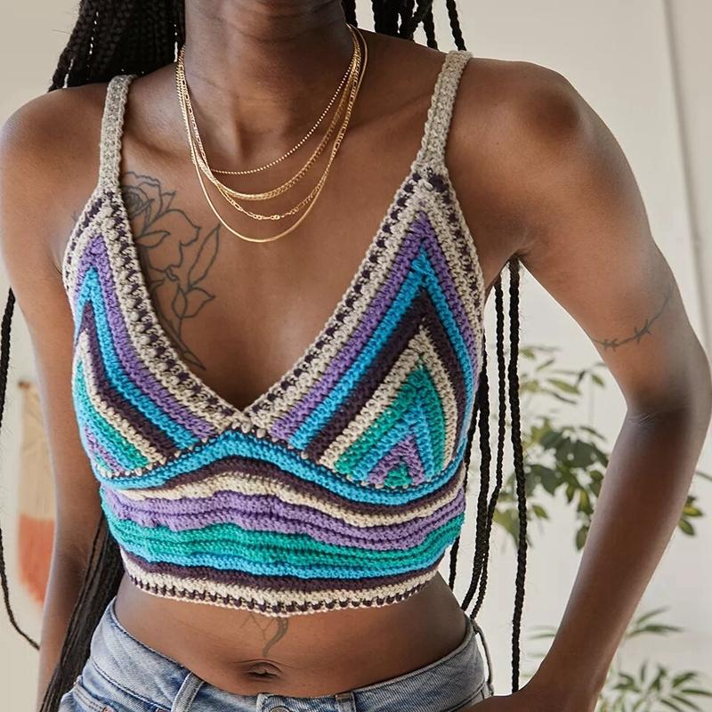 LaPose Fashion - Skye Knit Striped Crop Top - Clothing, Crop Tops, Influence, New Arrival, Tank Tops, Tops
