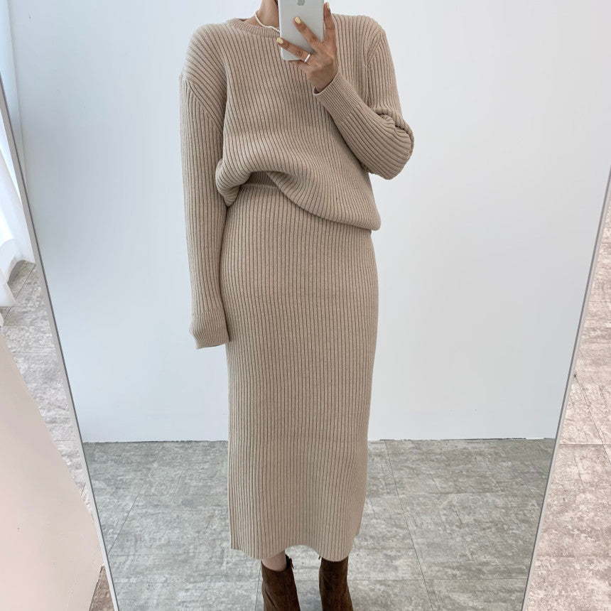 LaPose Fashion - Stansie Knit Skirt Set - Autumn Clothes, Casual Sets, Clean Girl, Clothing, Fall Clothes, Fall-Winter 23, Knitted Dresses, Kn