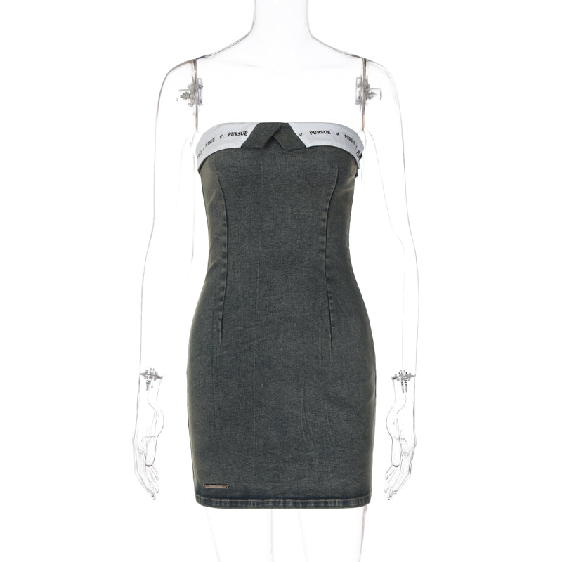 LaPose Fashion - Sunny Strapless Mini Denim Dress - Bodycon Dresses, Daytime Dresses, Denim Dresses, Dresses, Going Out Dresses, Mini Dresses, Summer Dr