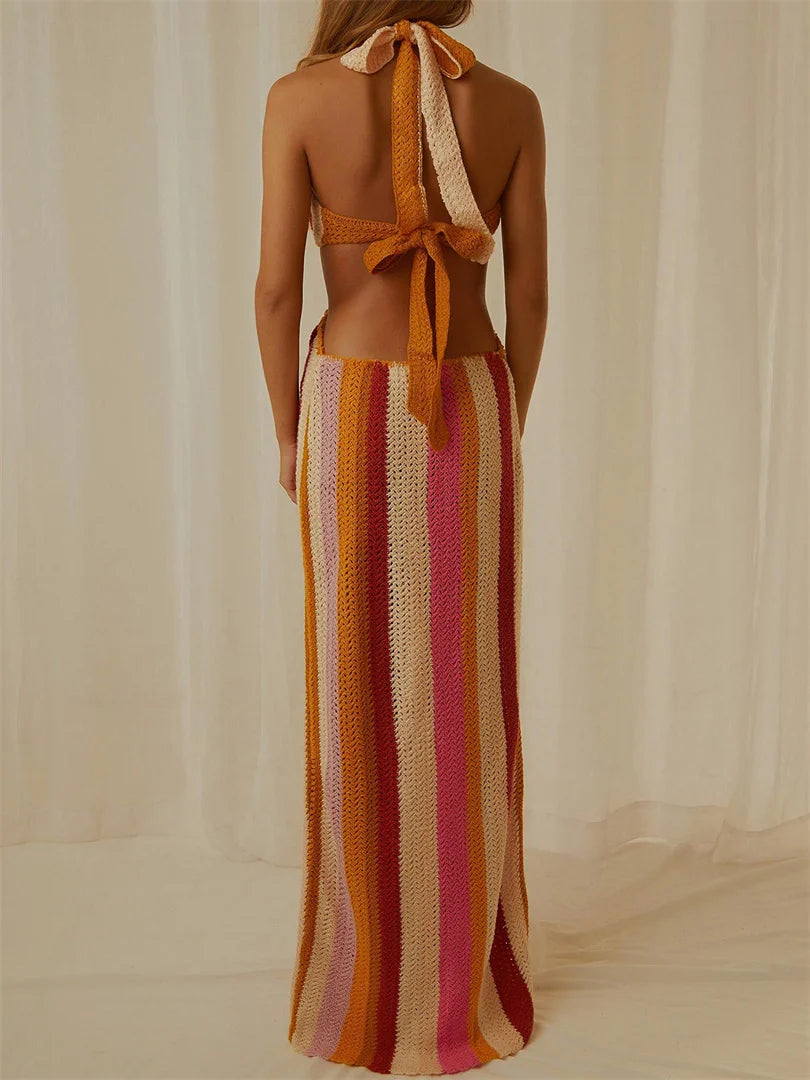 LaPose Fashion - Tawny Knit Maxi Dress - 22Summer, Backless Dresses, Beach Dresses, Clothing, Dresses, Going Out Dresses, June22collab, Knitt