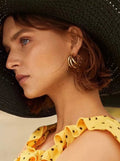 LaPose Fashion - Three Hoop Earrings - Accesories, Earrings, Gold Pleated Accesories