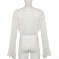 LaPose Fashion - Yvonne Crop Knit Sweater - Clothing, Crochet Tops, Fall-Winter 23, Knitted Tops, Long Sleeve Tops, Sweater, Tops