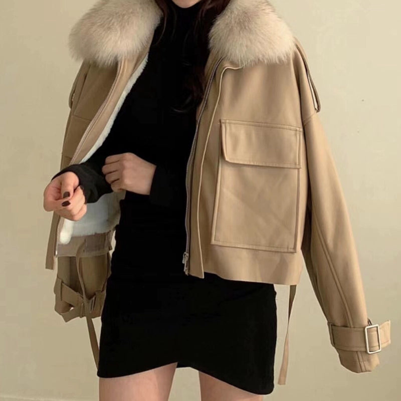 LaPose Fashion - Zoey Leather Jacket - Bomber Jacket, Coats & Jackets, Crop Jackets, Jackets, Leather Jackets, Oversize Jacket, Puffer Jack