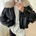 LaPose Fashion - Zoey Leather Jacket - Bomber Jacket, Coats & Jackets, Crop Jackets, Jackets, Leather Jackets, Oversize Jacket, Puffer Jack